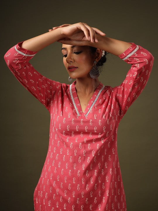 Ethnic Motifs Printed v neck Kurta