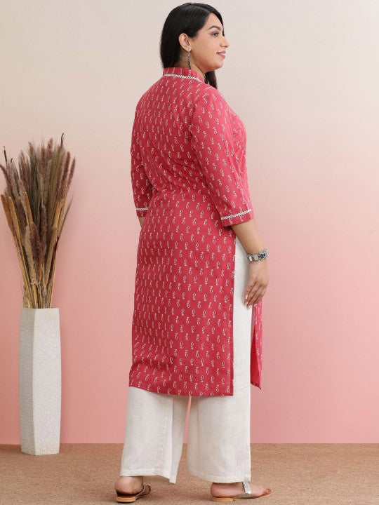 Plus Size Ethnic Motifs Printed rayon Straight Kurta