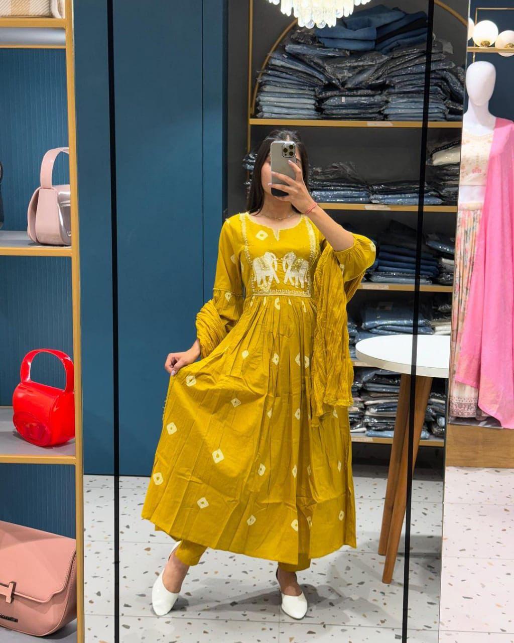 Adda Work Bandhani Print Kurta Set