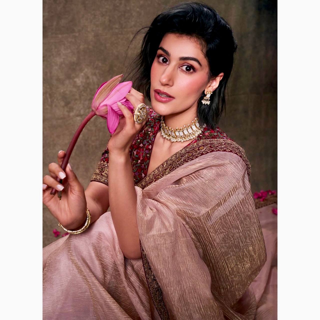 Twill Net Banarasi Crush Saree