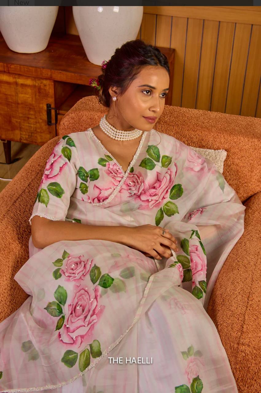 Exclusive Floral Handwork Saree