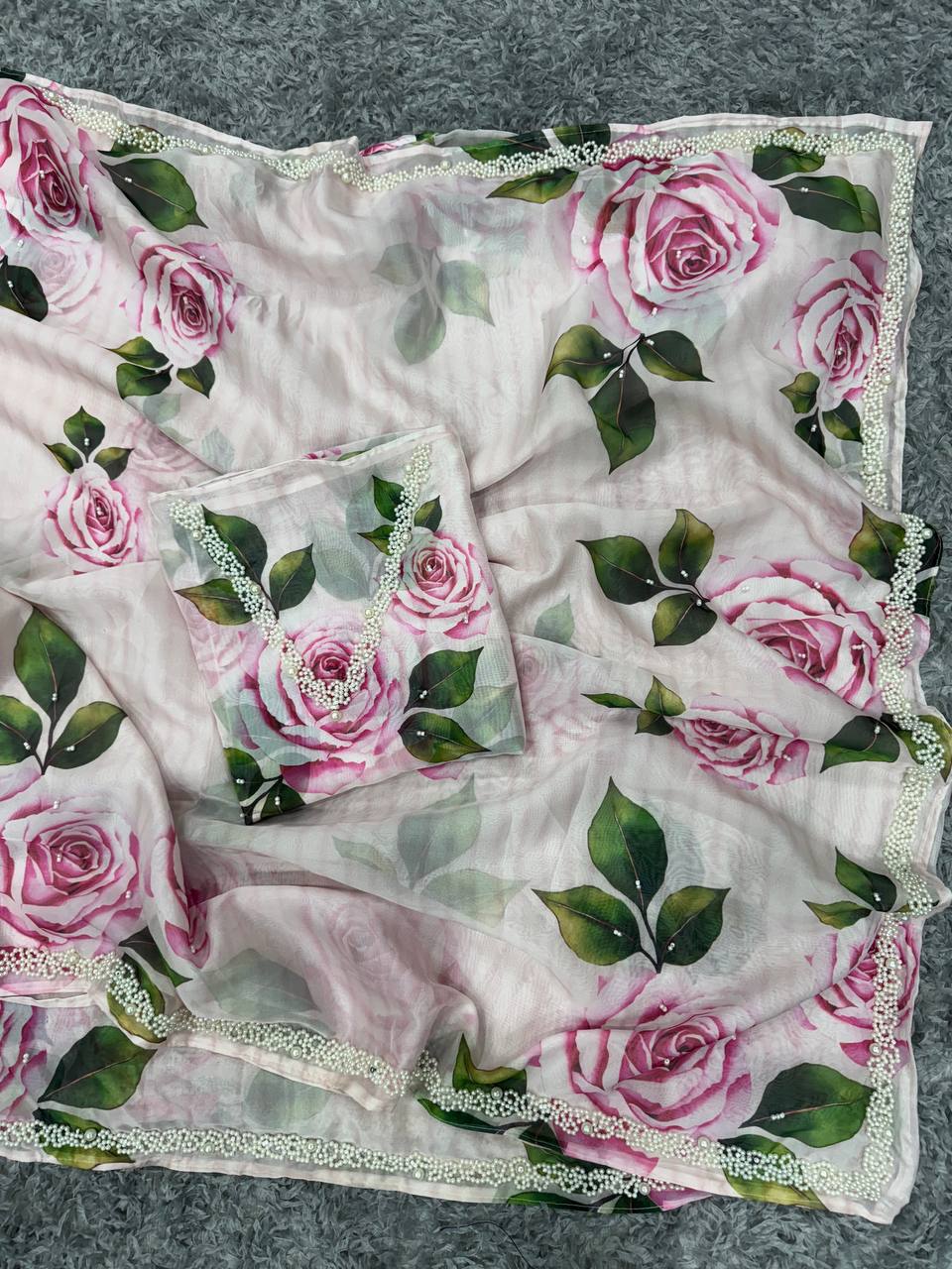 Exclusive Floral Handwork Saree