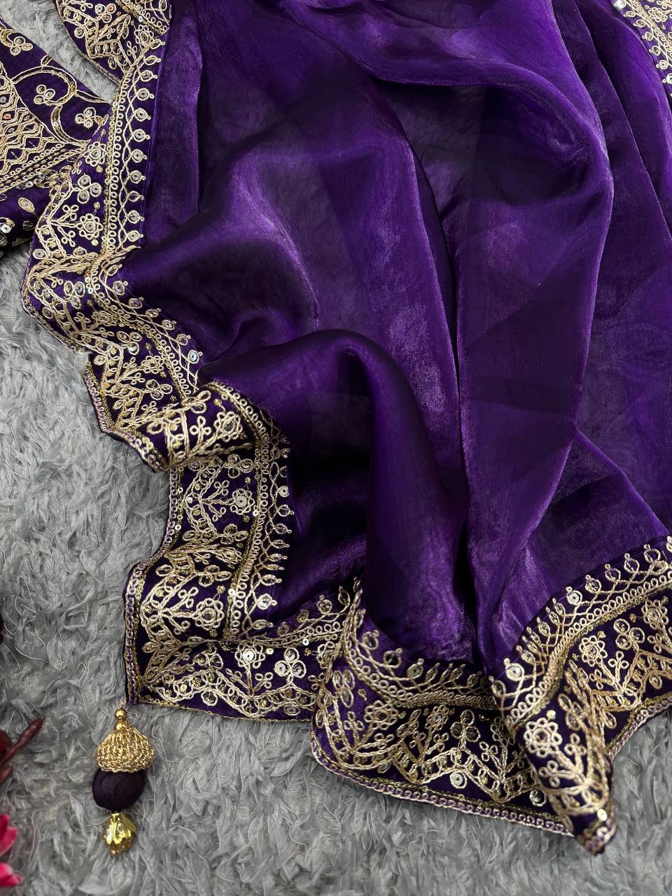 Delicately Handcrafted Sequins Work Saree