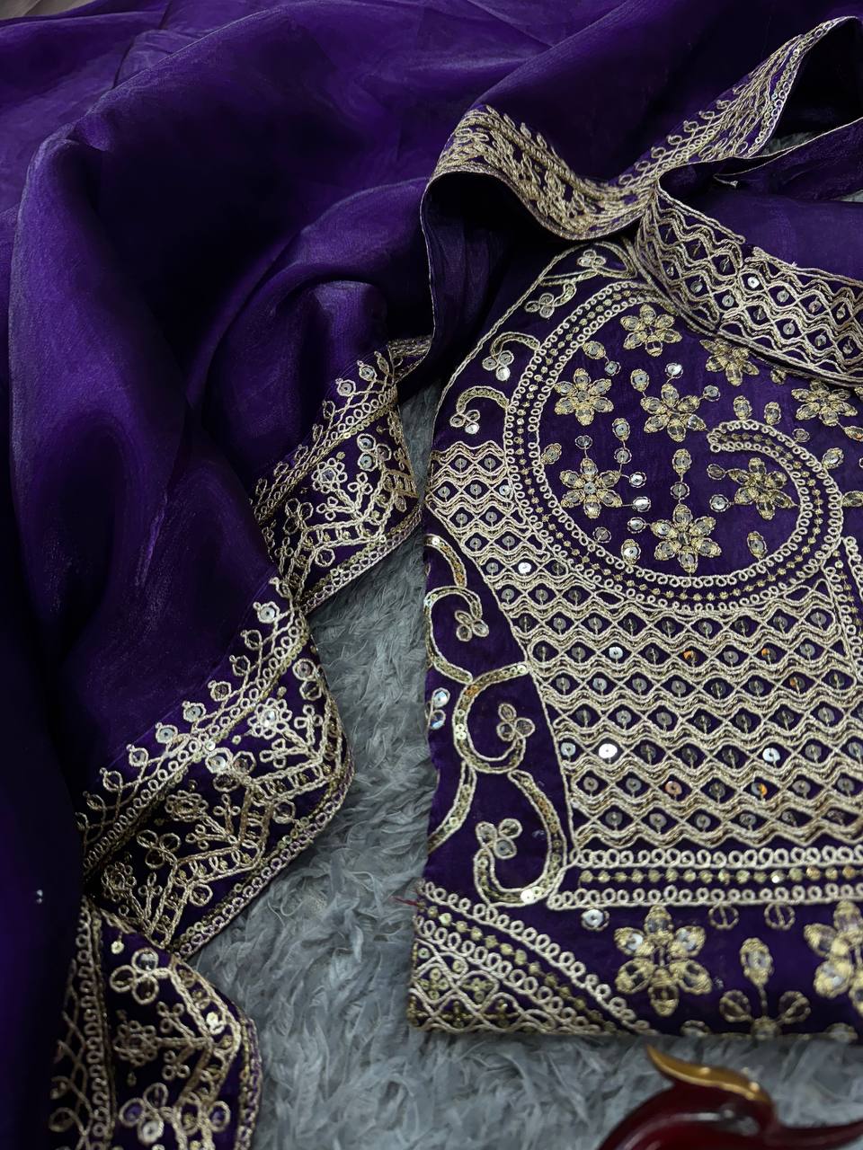 Delicately Handcrafted Sequins Work Saree