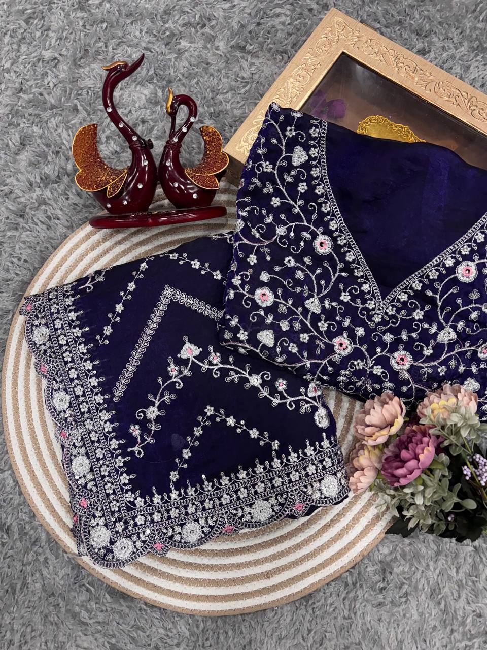 Beautiful Sequin Pure Space Silk Saree