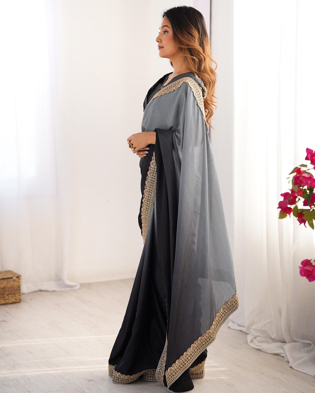 Pure Elegant Sequence Work Saree