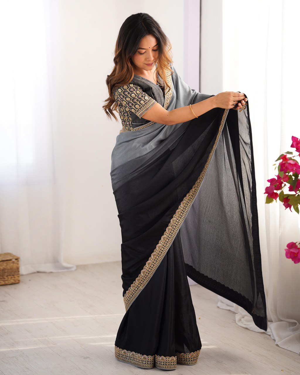 Pure Elegant Sequence Work Saree