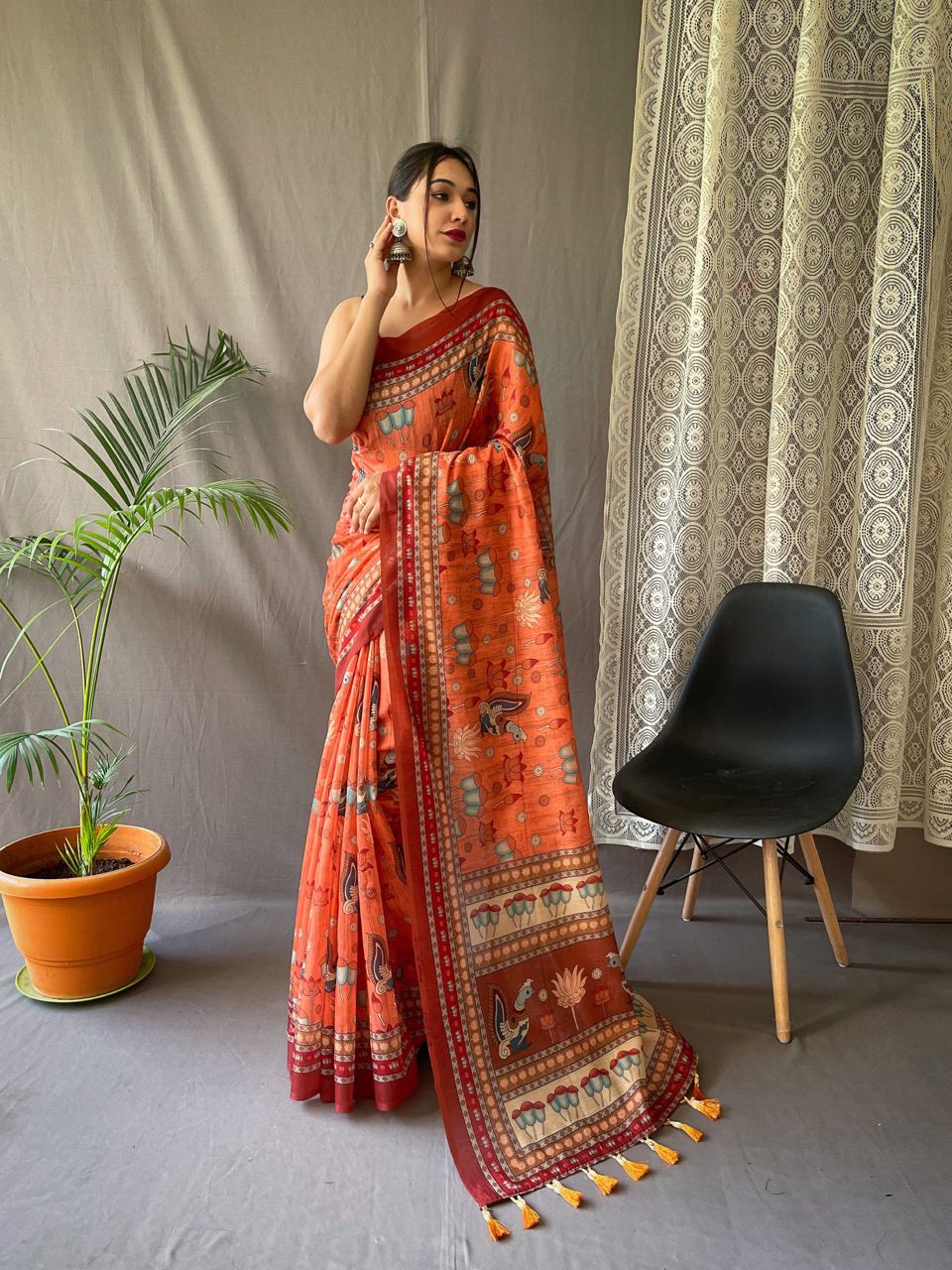 Pure Malai Cotton Saree With Big Border
