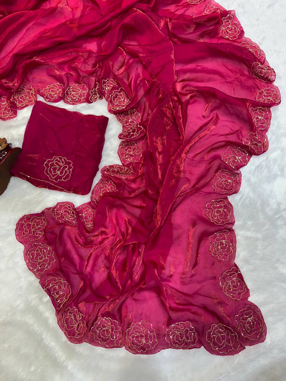 Beautiful Colors In Super Trending Handwork Designer Saree