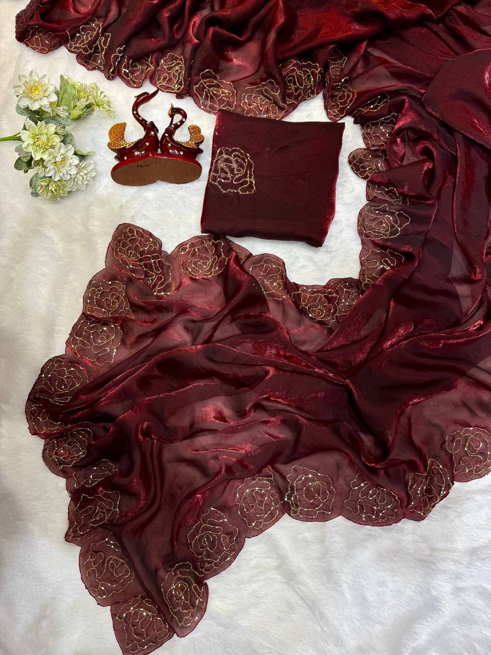 Beautiful Colors In Super Trending Handwork Designer Saree