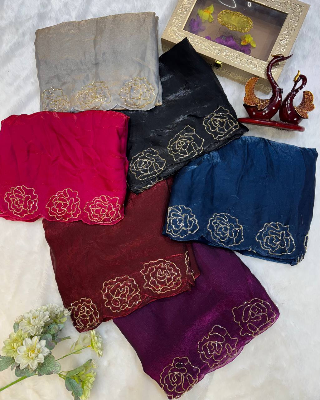 Beautiful Colors In Super Trending Handwork Designer Saree